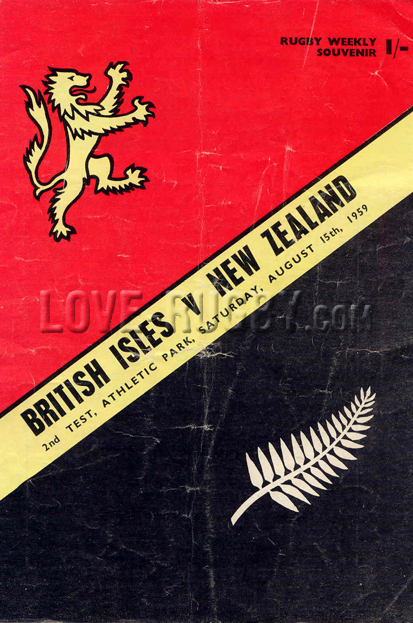 1959 New Zealand v British Isles  Rugby Programme